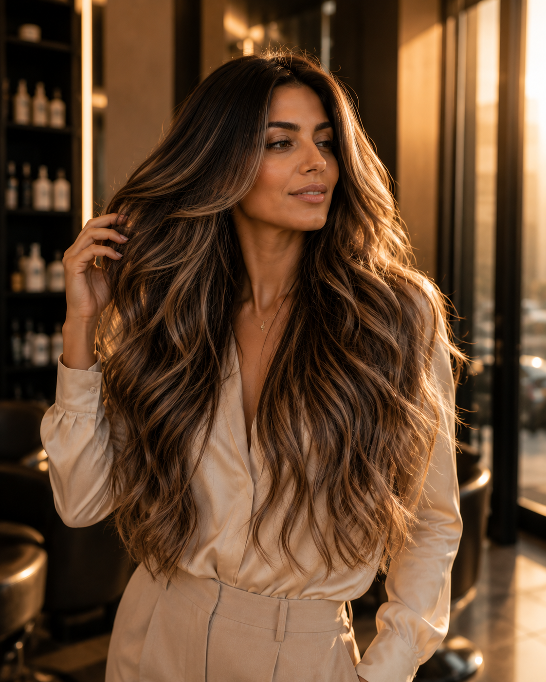 Air Touch Highlights long hair Dubai Elaris