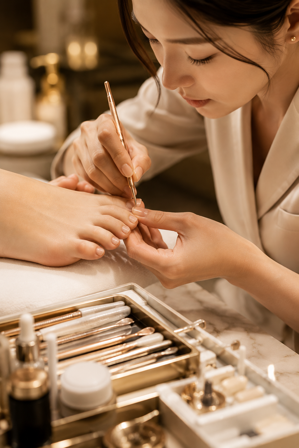 Cuticle and callus care Russian pedicure at Elaris luxury salon Dubai