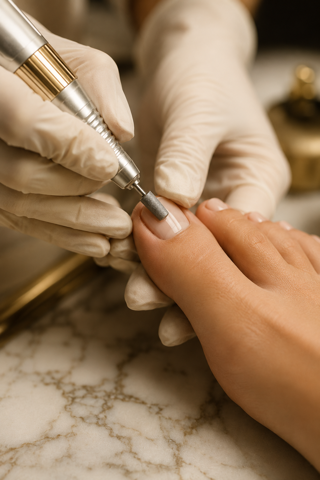 Precision dry technique Russian pedicure at Elaris luxury salon Dubai